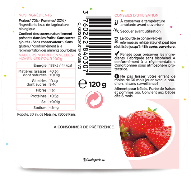 Compote de fraises pour bébé 100% bio - Popote Bebe